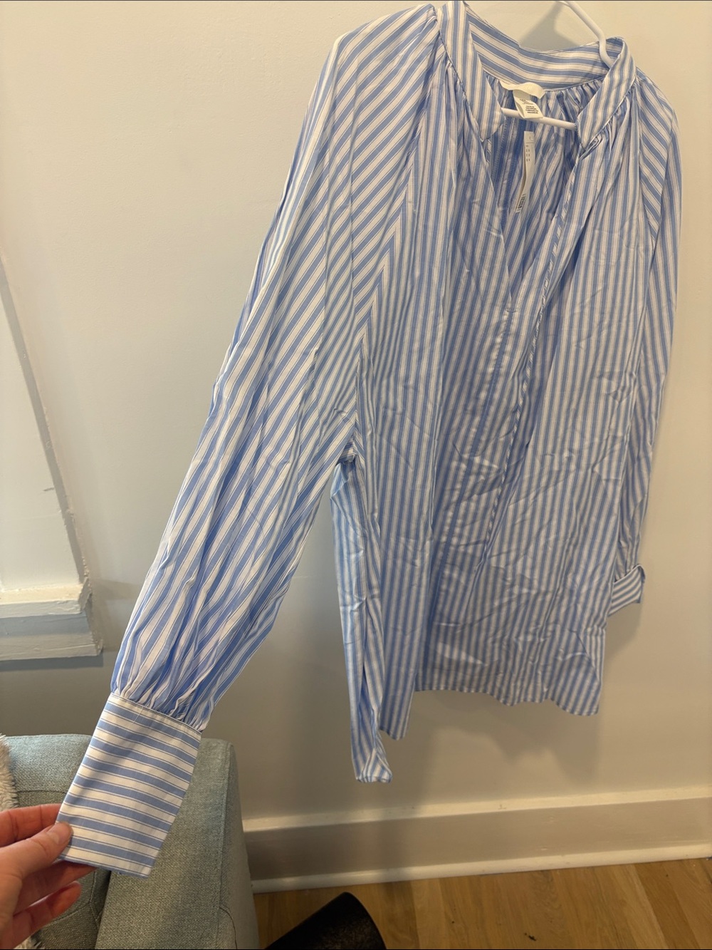 Light Blue Stripe Shirt Dress - Picture 4 of 4